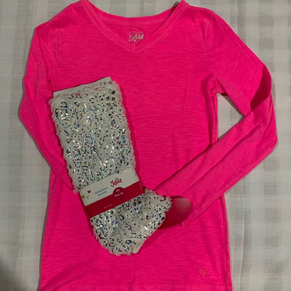 Justice Girls Bundle Shirt and Leg warmers‎ Sz 12
